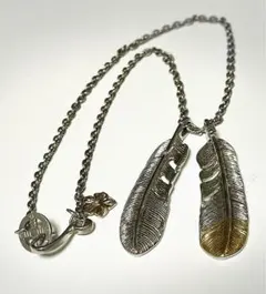 羽根デザイン ネックレス シルバー ゴールド