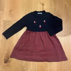 現行品　ファミリア　familiar ワンピース　100センチ　刺繍　ネイビー