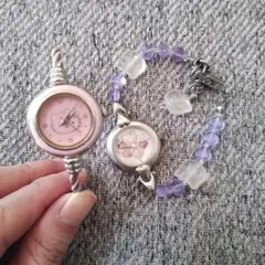 【ジャンク品】ハローキティ　腕時計　ブレスレット　2点セット