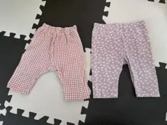 チェック柄とハート柄　レギンス2枚セット