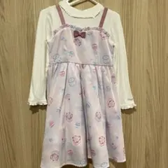 新品　メゾピアノ　MEZZO ケーキ柄　ドッキング　ワンピース　長袖　120