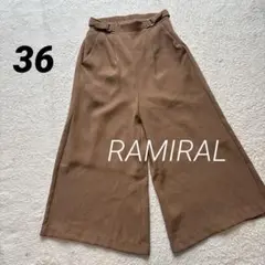 【RAMIRAL】ハイウエストワイドパンツ　ガウチョパン　茶　S 36