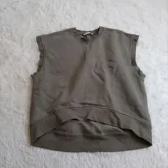 ZARA　ザラ　裏起毛スウェットジレ　ベスト　カーキ　USA S(日本М)