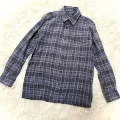 CARBIA チェック柄 長袖シャツ ネルシャツ カジュアル リネン混 レトロ