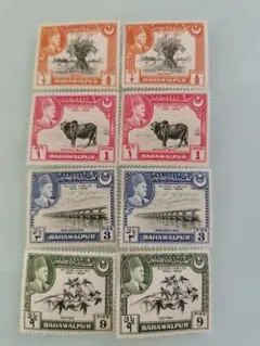 (未使用)インドからパキスタンに編入バハーワルプルの王の銀婚式切手４種完