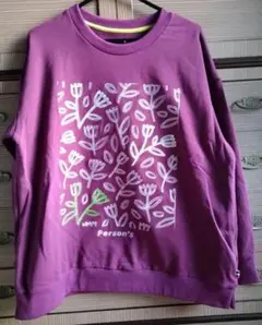 パーソンズ パープル 刺繍トレーナー L QVC
