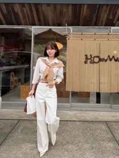 qung ハイウエストコットンwhiteパンツ Sサイズ　新品 qung ハイウエストコットンホワイトパンツ - メルカリ