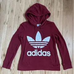 アディダス パーカー レディース XL ワインレッド adidas 赤 フード