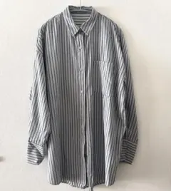 セレクトモカ　ストライプオーバーシャツ　グレー