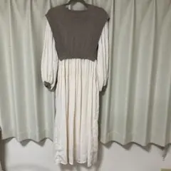 URBAN RESEARCHドッキングワンピース ブラウン ホワイト 長袖