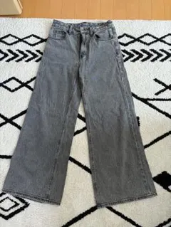 【未使用】GU ジーユー ハイウエスト セミワイドジーンズ グレー Sサイズ