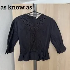 as know as ）ブラック五分袖ブラウス