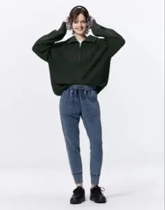 GU デニムスウェットイージーパンツ+X