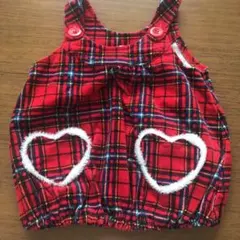 ワンピース 90 ジャンパースカート  チェック　赤