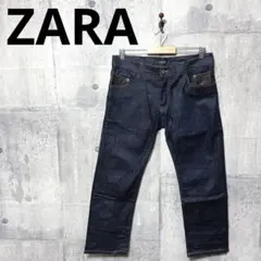 zara ザラ ウォッシュ転写プリントバギーデニムパンツ プリントデニム