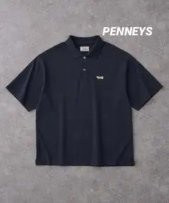 PENNEYS ワンポイントワッペン刺繍オーバーサイズポロシャツ ダークネイビーのサムネイル