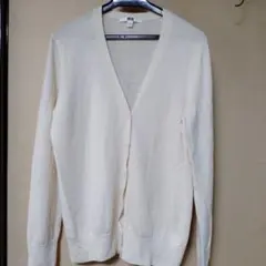ユニクロ　オフホワイト Vネック 長袖カーディガンLサイズ