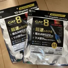 カテゴリ8LANケーブル（ブルー・0.5m）　SANWA
