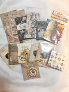 コラージュ素材まとめ売り♡イエロー系紙モノ・ステッカー・ジャンクジャーナル