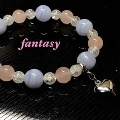 ブルーレースアゲート ローズクォーツ デザイン 天然石ブレスレット