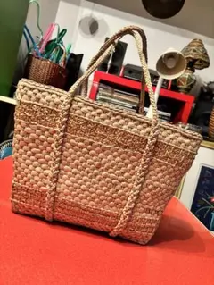 ◆ ハンドメイドバック　天然素材のバック　編み込みバック　かごバック