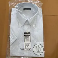SAVOIA ストライプ 半袖ワイシャツ 39（Mサイズ）