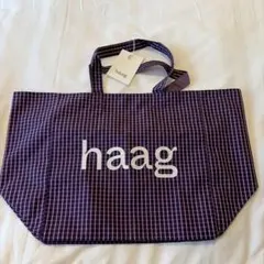 韓国限定⭐︎haag トートバッグ エコバッグ チェック 紫 パープル