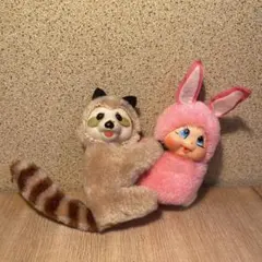 昭和レトロ モンチッチ風 タヌキ アライグマ クリップ ぬいぐるみ