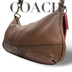 【良品】コーチ　ショルダーバッグ　オールレザー　ブラウン　斜め掛け　ロゴ金具　茶