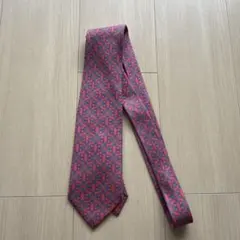 HERMES 幾何学模様 ネクタイ 赤