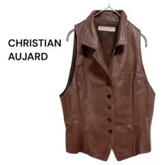 【極美品】クリスチャンオジャール レザーベスト 高級感 上質 羊革 無地 日本製
