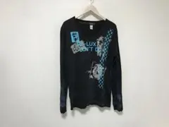 本物ディーゼルDIESELコットンVネックプリント長袖TシャツロンTメンズ黒M
