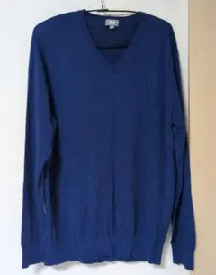 ユニクロ　メンズ　薄手　ウール100%　ロイヤルブルーニット　XL