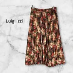 Luigilizzi プリーツロングフレアスカート　花柄総柄　レトロヴィンテージ