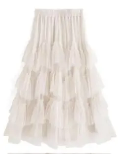 【GRL】チュールフリルティアードロングスカート