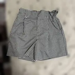 RETRO GIRL ギンガムチェック ショートパンツ ブラック・ホワイト M