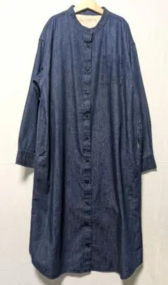 美品♡無印良品 バンドカラー デニムワンピース M-L
