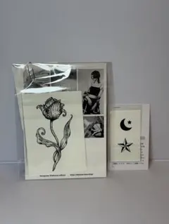INKMUSE タトゥーシール 2枚セット モノクロ 花 月 星