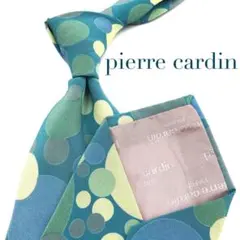 【美品】pierre cardan ネクタイ ターコイズブルー ドット 総柄