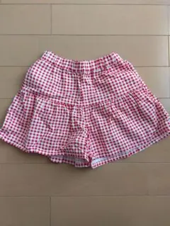 GU キッズ ギンガムチェック キュロット ハーフパンツ　130