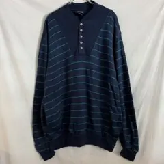 80s 90s usa古着 ボーダー アクリル ニット 2xl ポケットあり