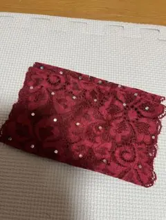 ❤️新品❤️ワインレッドレースストレッチ生地　90センチ　ラメ入り