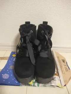 子供用ブーツ ブラック ベロア素材