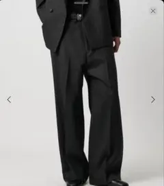 ＜H＞クリア ダブルクロス ワイドスラックス サイズM グレーストライプ