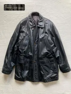 極美品　コムサデモード　ラムレザー　テーラードジャケット　羊革　黒　ブラック　3 コムサデモード COMME CA DU MODE ラムレザー テーラード ジャケットM