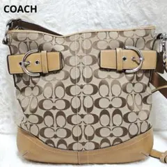 美品✨　コーチ　シグネチャーショルダーバッグ キャンバス　ブラウン　斜め掛け