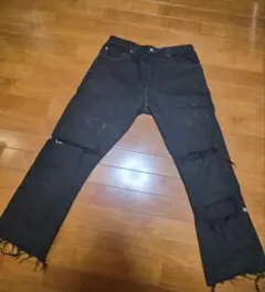 Levi's 517ダメージ加工 ブラックデニム33