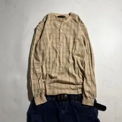 00s archive check henley neck l/s tee