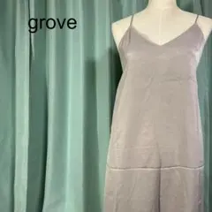 grove グレー キャミロングワンピース 上品 おしゃれ 後ろゴム入り