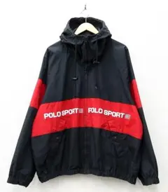 美品 XL 黒 90s POLO SPORT フルジップ パーカー ブルゾン